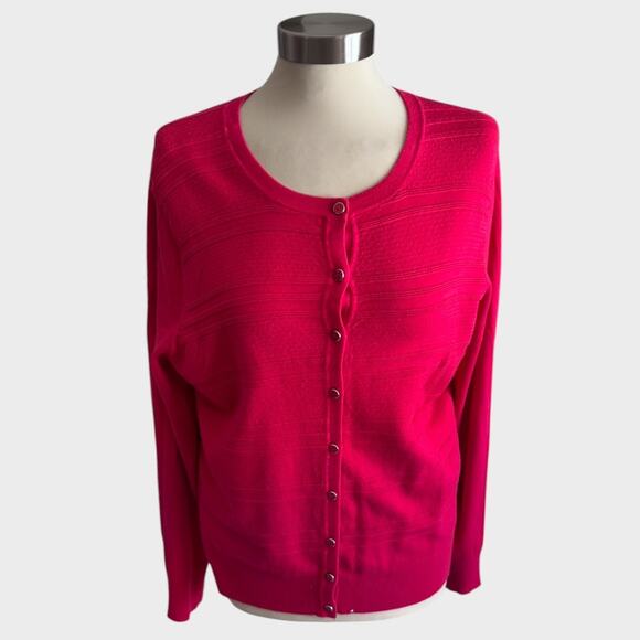 Charter Club Womens XL Button Front Cardigan Sweater Rayon Nylon Blend Pink - Picture 1 of 9